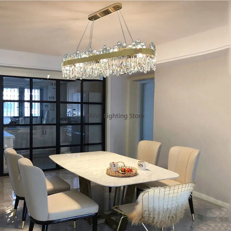 ثريا كريستال فاخرة DecorBites™: إضاءة LED متدلية أنيقة لغرفة النوم وغرفة الطعام