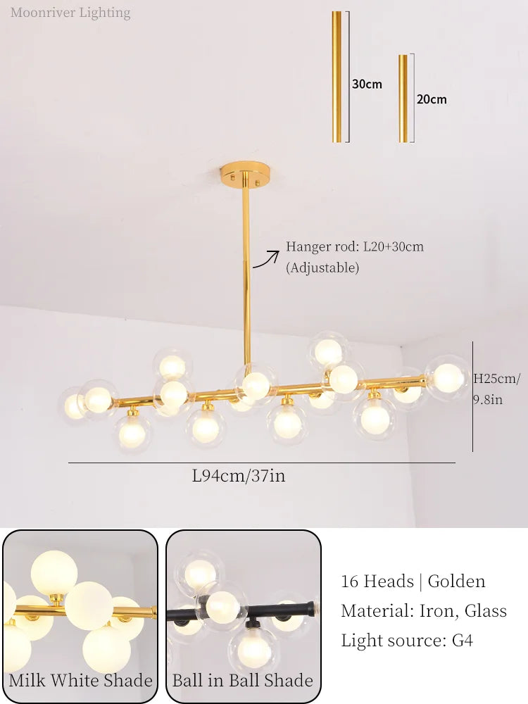 DecorBites™ Glass Ball LED Chandelier Modern Pendant Light for Home Decor