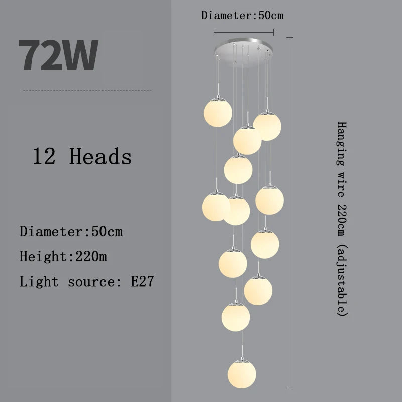 Nordic Glass Staircase Chandelier Pendant Light