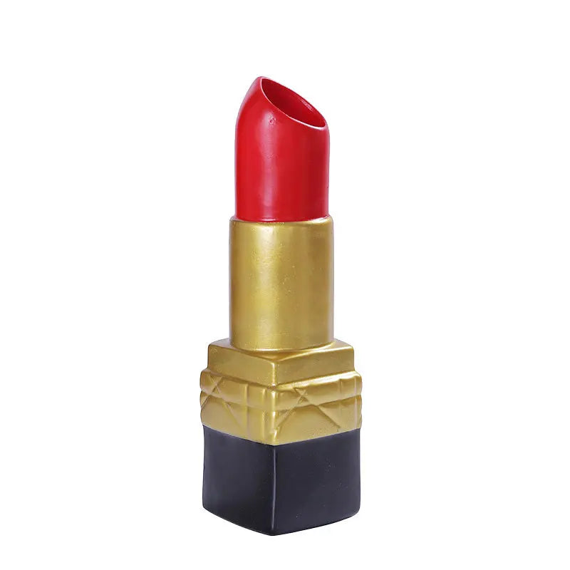 DecorBites™ Lipstick Vase: Resin Cartoon Ornament for Room Decoration and Floral Arrangement
