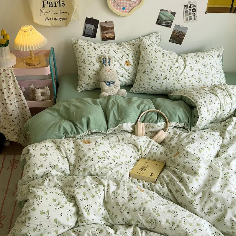 غطاء لحاف فردي بتصميم زهور كورية من DecorBites™: راحة مميزة، لجميع الفصول، لطيف على البشرة
