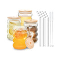 DecorBites™ Creative Glass Cup Set with Lid and Straw - Perfect for Parties