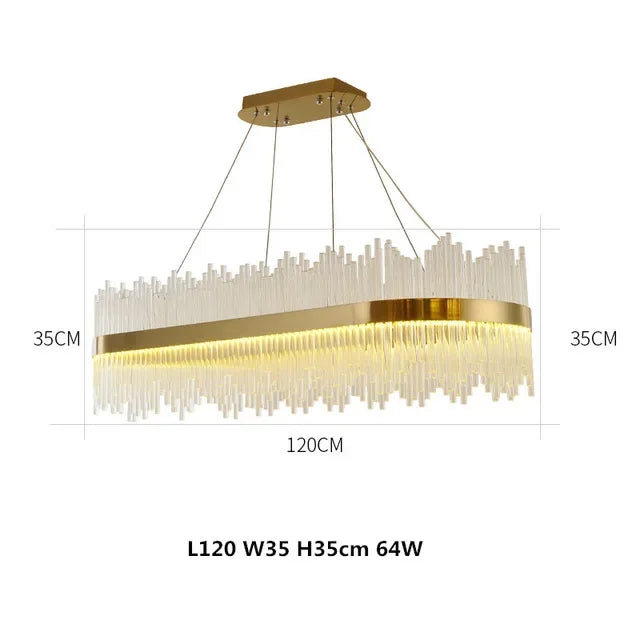 ثريا ذهبية كريستال من DecorBites™ مصابيح متدلية فاخرة قابلة للتعتيم لغرفة النوم وغرفة المعيشة