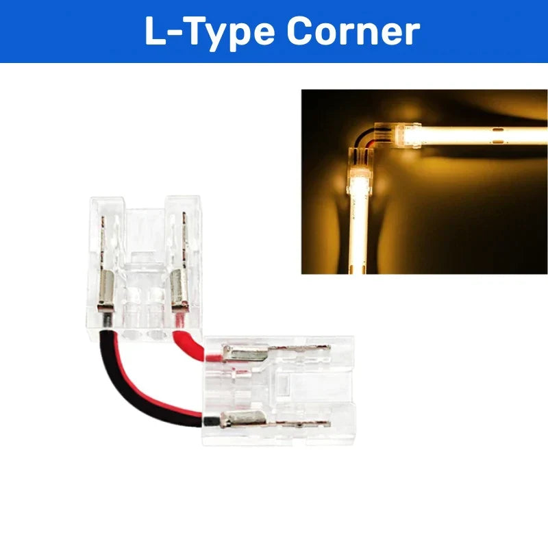 DecorBites™ موصلات شريط COB LED ثنائية السن لشرائط الإضاءة 2835 5050 SMD، بمشبك تثبيت بزاوية 90 درجة