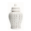 DecorBites™ Golden Ceramic Ginger Jar Home Decor Vase Pot Flower Arrangement Storage Jar