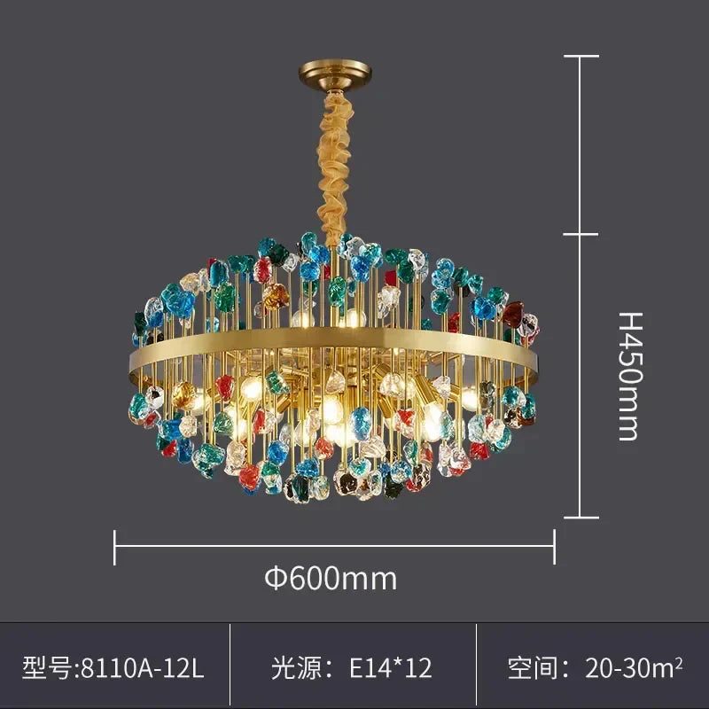 DecorBites™ Colorful Crystal Chandelier LED Dining Room Lighting