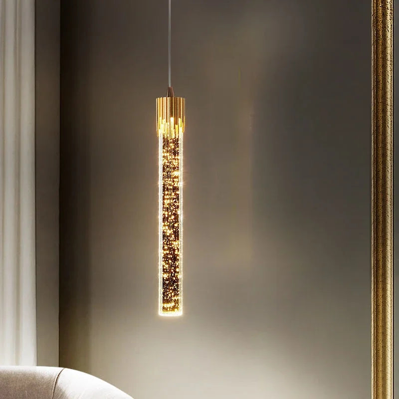 DecorBites™ Crystal LED Pendant Light: Modern Hanging Bar Lamp for Bedroom, Living Room, & Home Decor