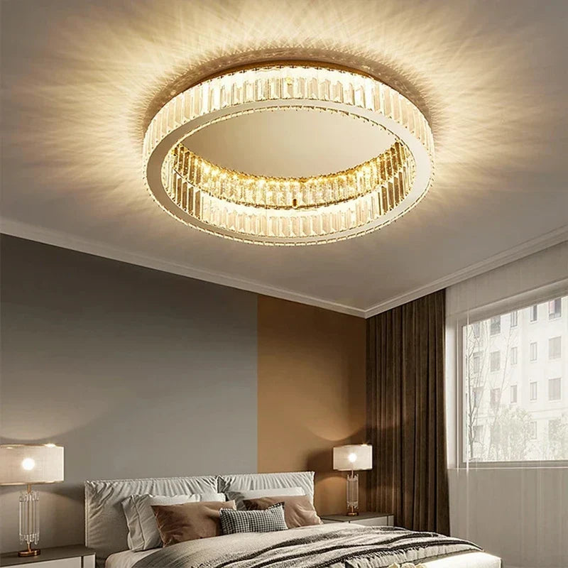 DecorBites™ مصباح سقف LED كريستالي كروم إضاءة فنية من الفولاذ المقاوم للصدأ
