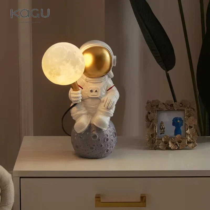 DecorBites™ Astronaut Moon Planet Table Lamp Night Light Bedroom Decor Spaceman Theme