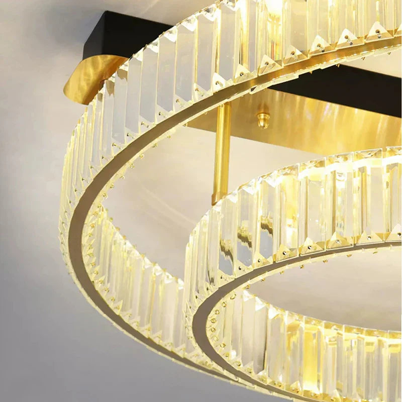 DecorBites™ مصابيح سقف نحاسية ذهبية كريستالية LED إضاءة ديكور منزلي حديثة للغرف
