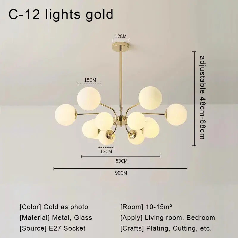 DecorBites™ Glass Ball LED Ceiling Chandelier for Modern Living Room and Bedroom