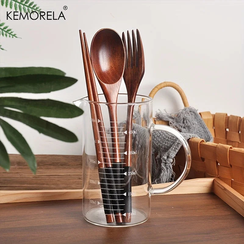 DecorBites™ طقم أدوات مائدة خشبي ياباني - مجموعة طعام فاخرة 3 قطع