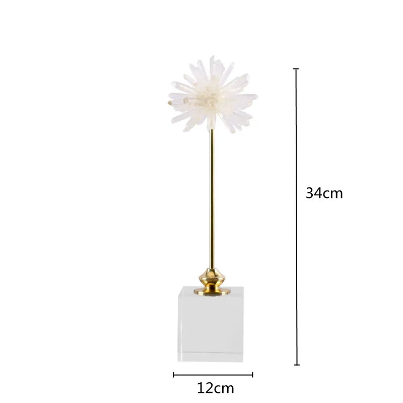 DecorBites™ Crystal Agate Handmade White Flower Home Decor Figurine