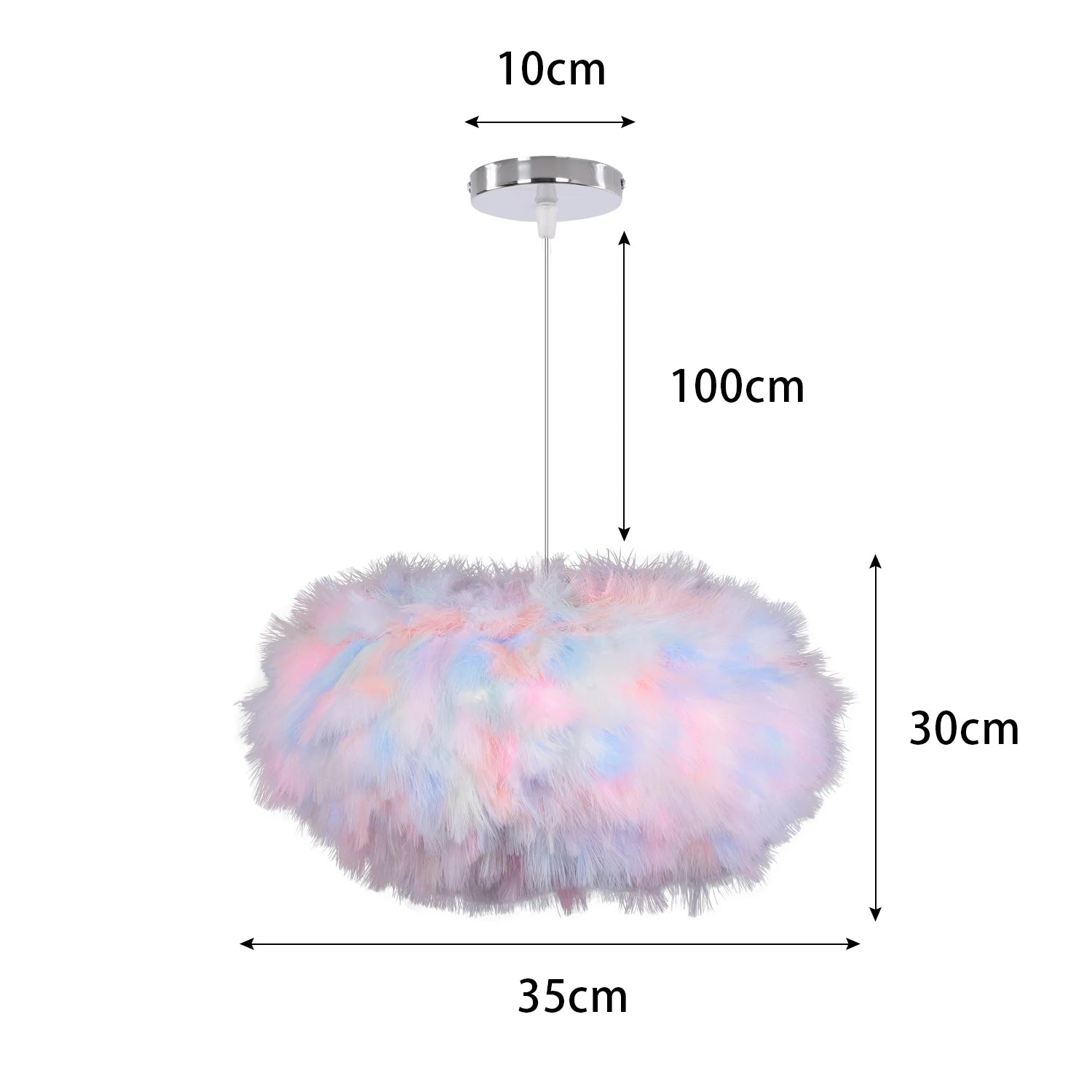 White Feather Pendant Light With Metal Frame