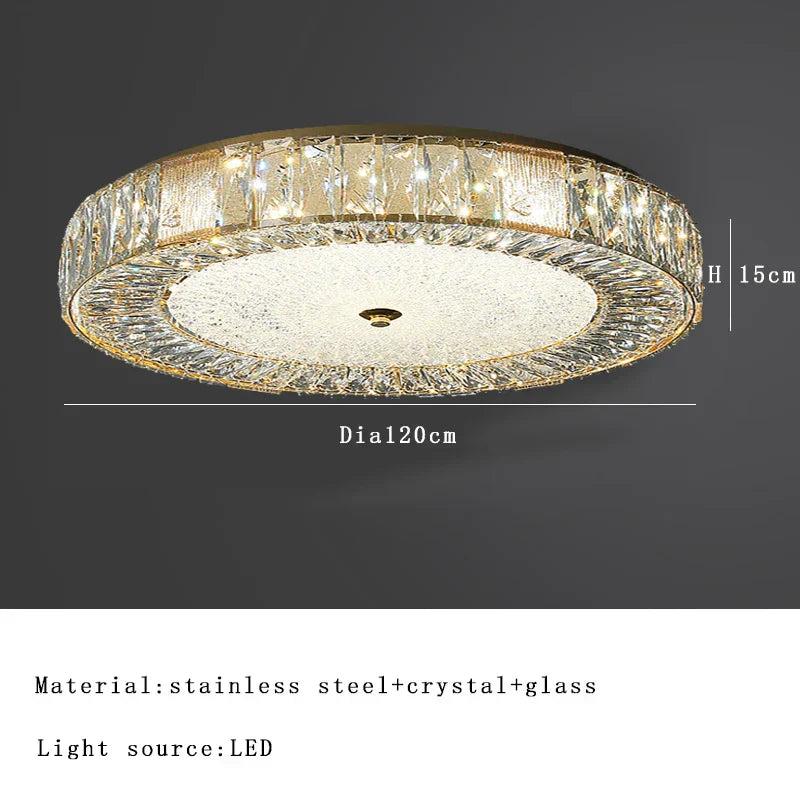 مصباح سقف زجاجي كريستالي ذهبي DecorBites™ لغرف المعيشة وغرف النوم العصرية