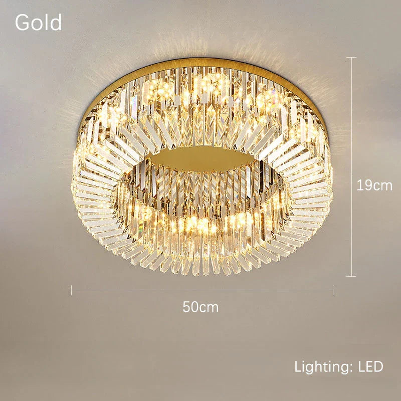 DecorBites™ Crystal Gold LED Ring Ceiling Light - Modern Luxury Home Lighting