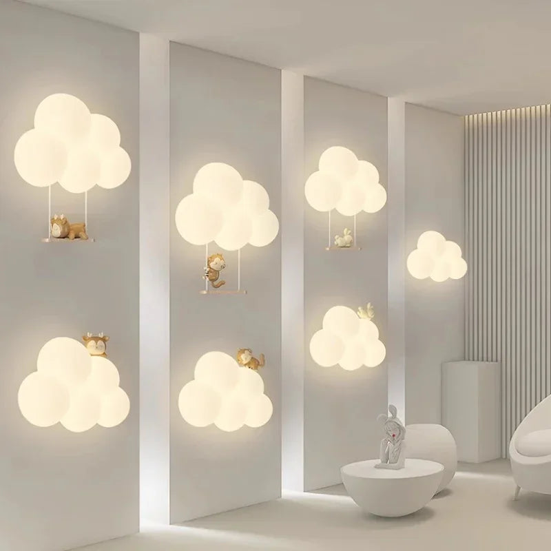 مصابيح حائط LED بتصميم حيوانات لغرف الأطفال من DecorBites™ - تصميم قرد وأرنب وغيمة
