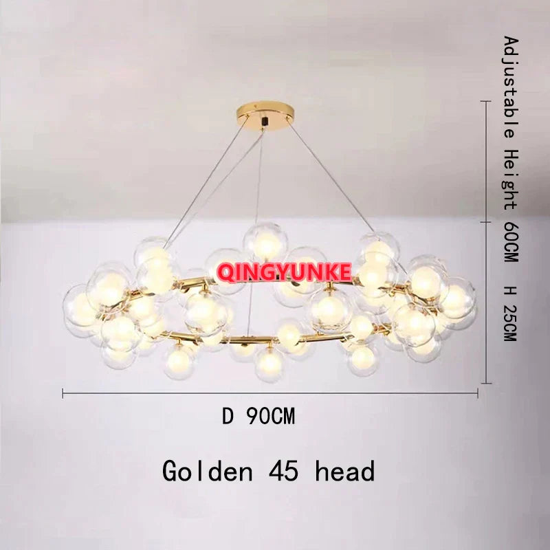 DecorBites™ Glass Ball Chandelier for Living Room - Modern Nordic Kitchen Island Ceiling Light