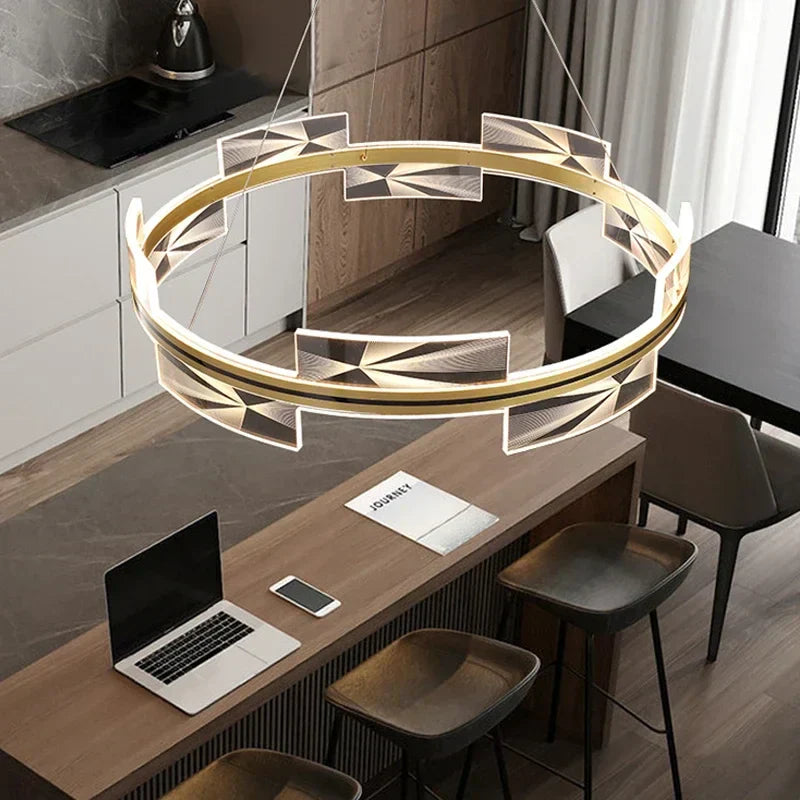 DecorBites™ Gold LED Pendant Lights Living Room Dining Hall Kitchen Bar Decor Lighting