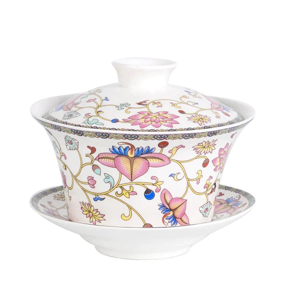 DecorBites™ 350ml Ceramic Gaiwan Porcelain Tea Cup Set