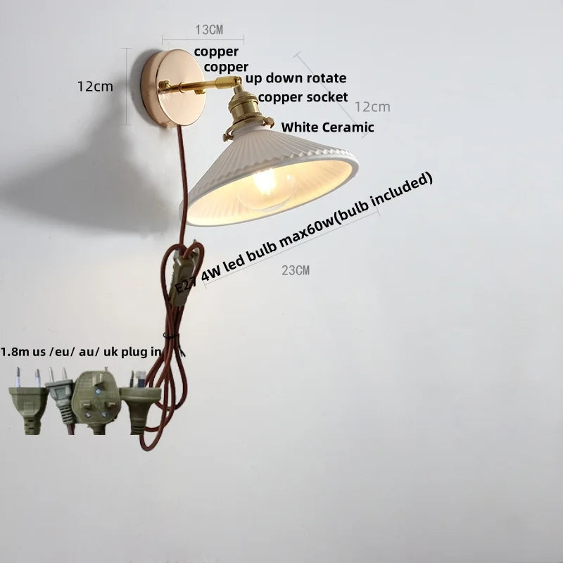 DecorBites™ Ceramic Canopy LED Wall Sconce Modern Bedroom Light Fixture