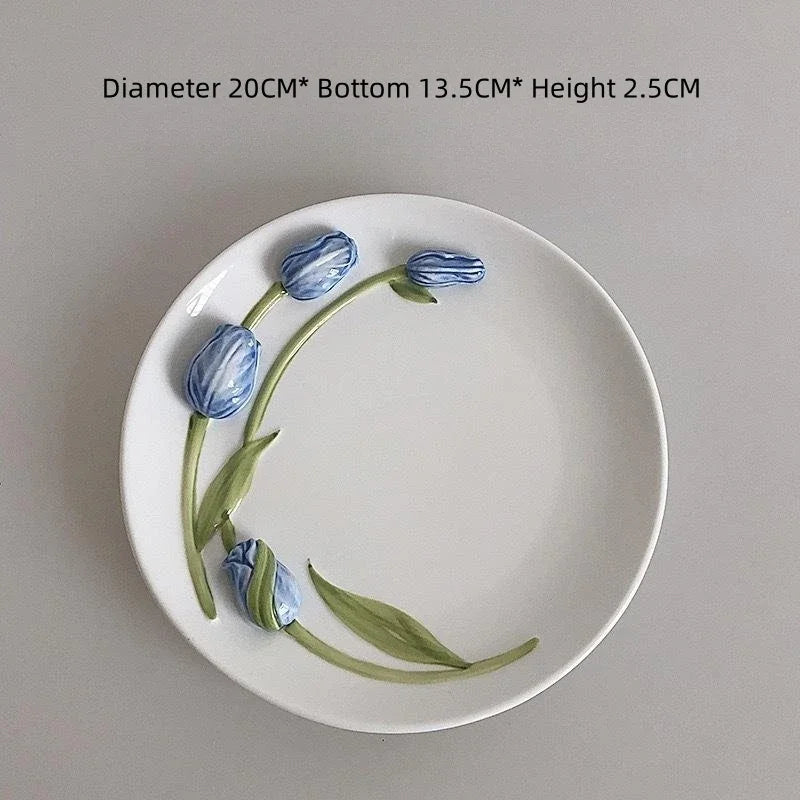DecorBites™ 3D Embossed Tulip Ceramic Coffee Mug - Handcrafted Irregular Flower Cup