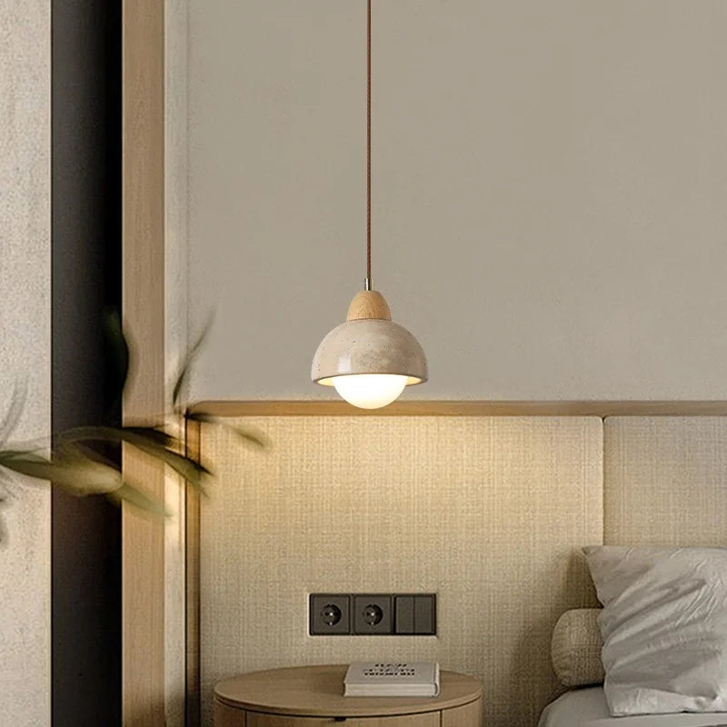 مصباح تعليق LED ياباني DecorBites™ من الحجر الجيري الأصفر لغرفة النوم وغرفة الطعام