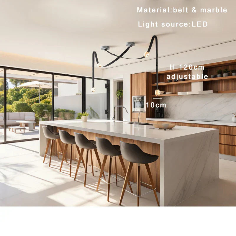 DecorBites™ Designer Belt Marble Pendant Lights: Luxury Dimmable Fixture for Villa Duplex