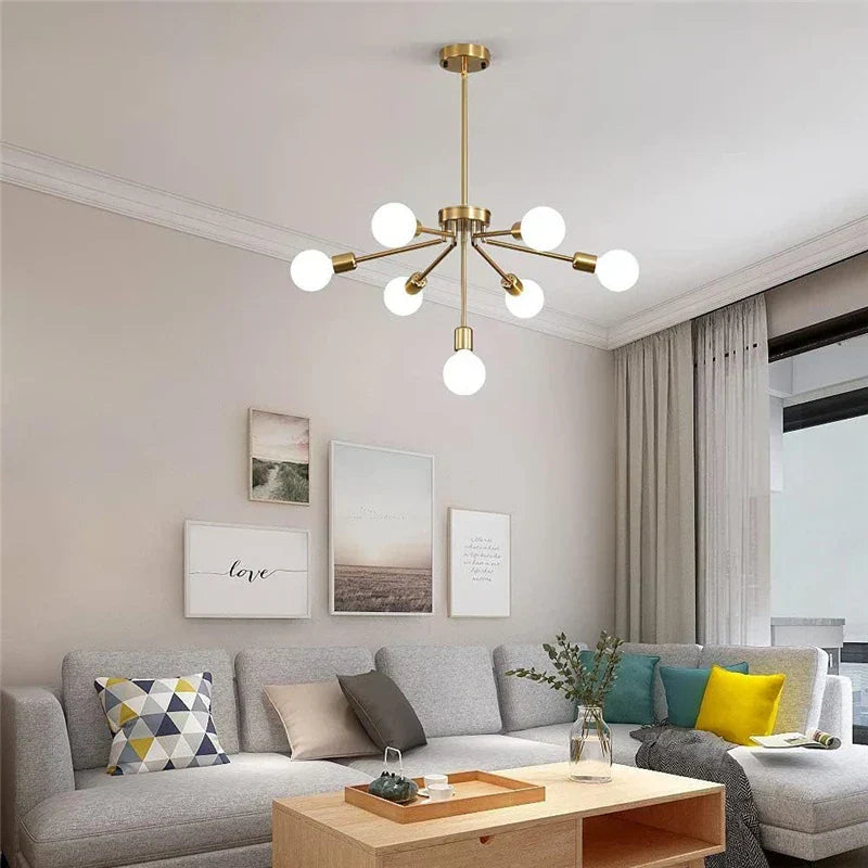 DecorBites™ 8-Head Nordic Ceiling Chandelier in Black White Gold for Modern Home Decor