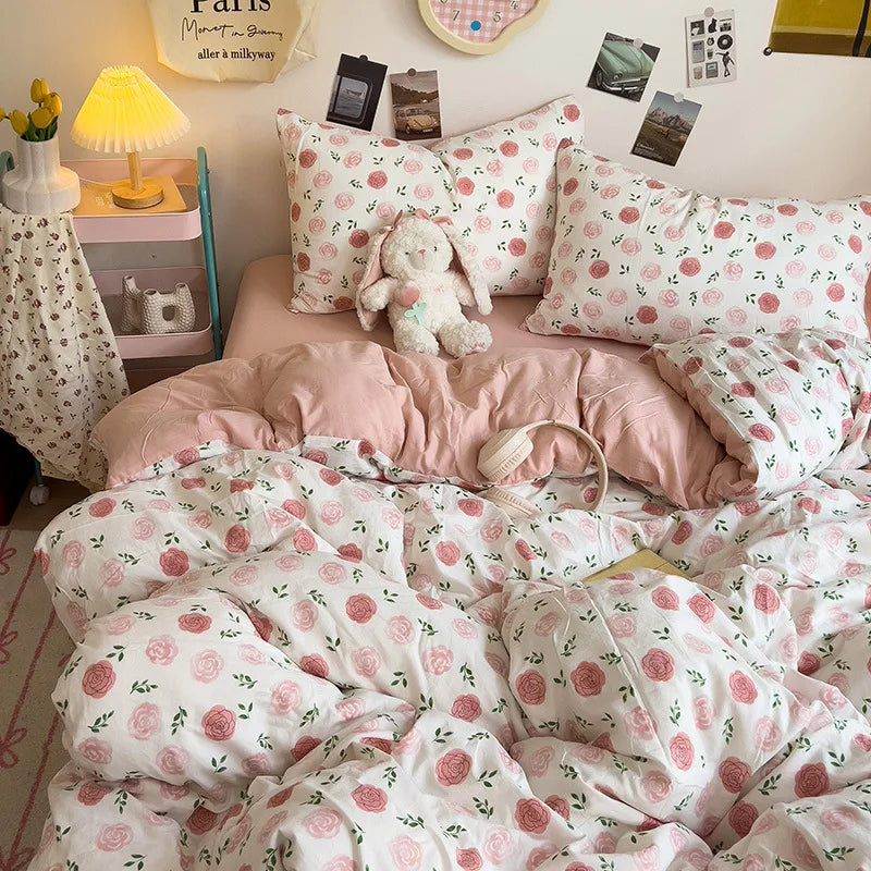 غطاء لحاف فردي بتصميم زهور كورية من DecorBites™: راحة مميزة، لجميع الفصول، لطيف على البشرة