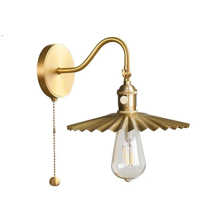 DecorBites™ LED Copper Wall Lights | Pull Chain Switch | Indoor Bedroom Living Room Lamp