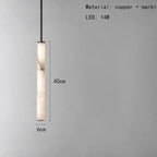 Cylindrical Marble Pendant Light in Black Brass