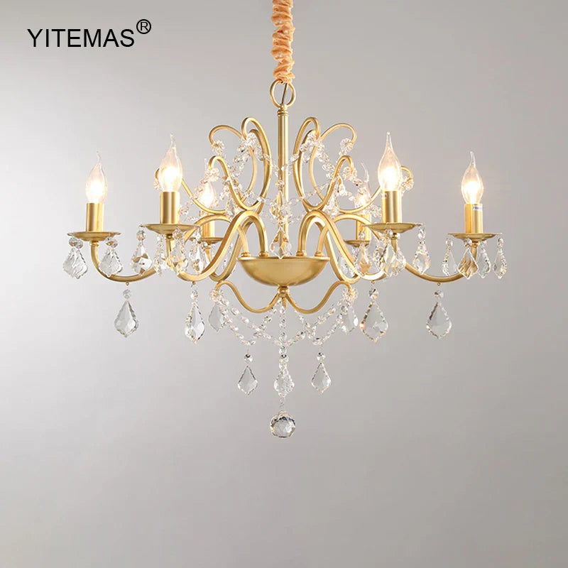 DecorBites™ ثريا ذهبية كريستالية بظل مصباح لغرفة المعيشة وغرفة النوم والمطبخ الأنيقة