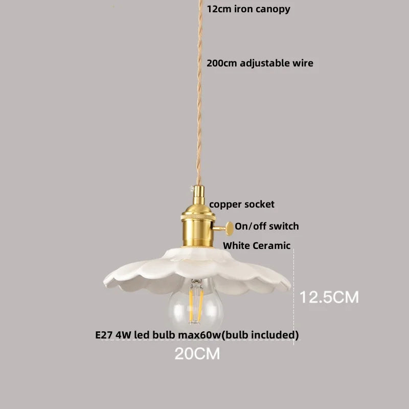 DecorBites™ Ceramic Wood Pendant Lamp LED Hanging Light Fixture for Modern Home Decor
