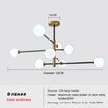 DecorBites™ Glass Brass Chandelier: Nordic Modern Pendant Lights for Home, Living Room, Bedroom, Restaurant