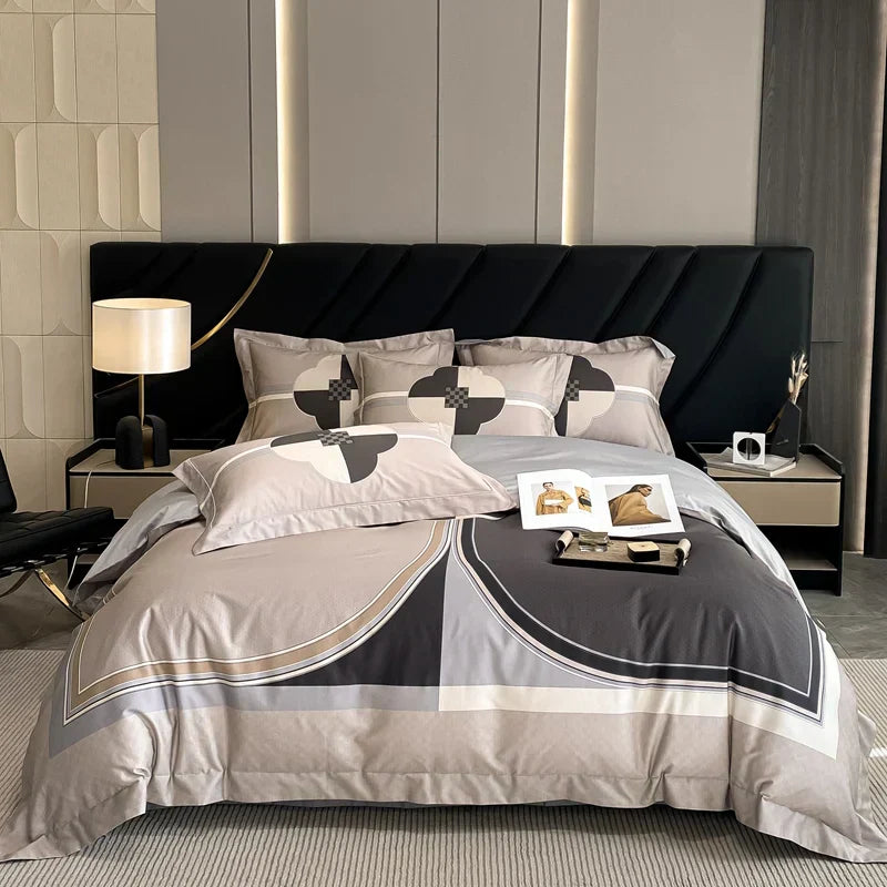 DecorBites™ Egyptian Cotton Flower Bedding Set, Luxury 1000TC Duvet Cover, Sheets, Pillowcases