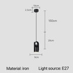 Nordic Adjustable Wood & Iron Pendant Light