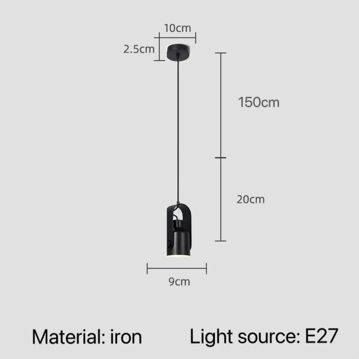 Nordic Adjustable Wood & Iron Pendant Light
