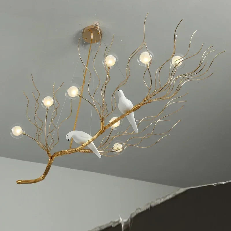 DecorBites™ ثريا LED متدلية بفرع حديدي: مصباح إضاءة غرفة الطعام الاسكندنافي