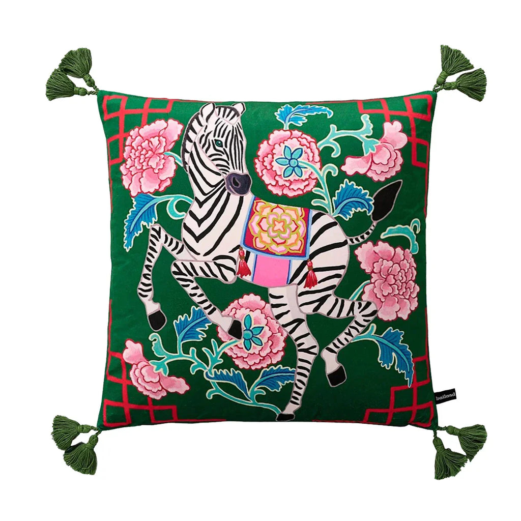 DecorBites™ Handmade Lumbar Pillow Case Lion Dog Floral Decorative Cover