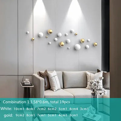 DecorBites™ كرات ذهبية معلقة للحائط، حِرف كروية، ديكور غرفة، قلادات عرض