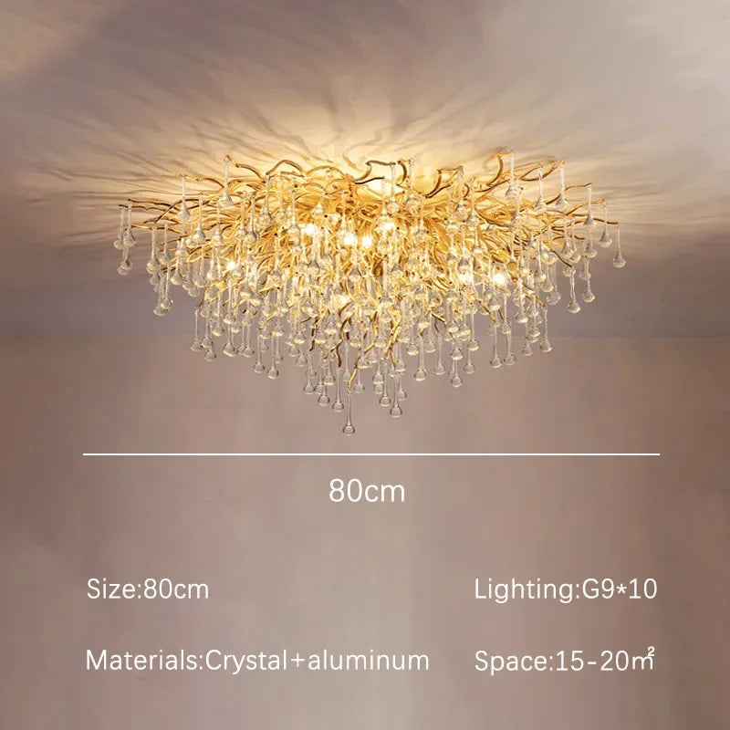 DecorBites™ Golden Chandelier Modern Luxury LED Glossy Ceiling Lamp