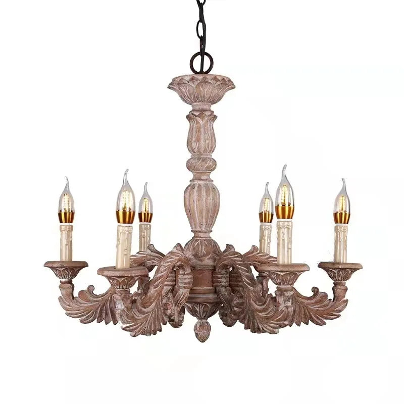 DecorBites™ Country French Solid Wood Chandelier for Bedroom, Dining Room, Living Room, and Study