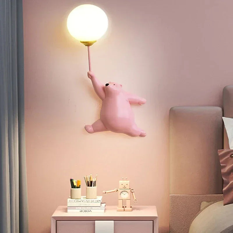 DecorBites™ Bear Moon Wall Lamp: Modern Cartoon Light for Kids' Bedroom Décor