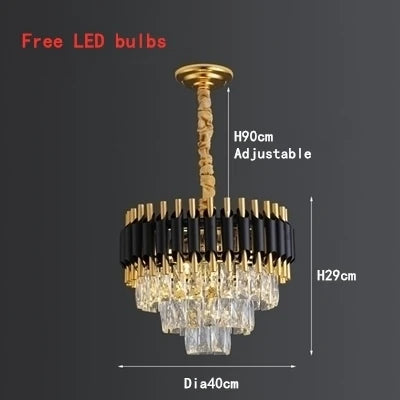 ثريا ديكوربيتس™ الكريستالية المعلقة بإضاءة LED، إضاءة سوداء فاخرة لغرفة النوم والمعيشة والطعام