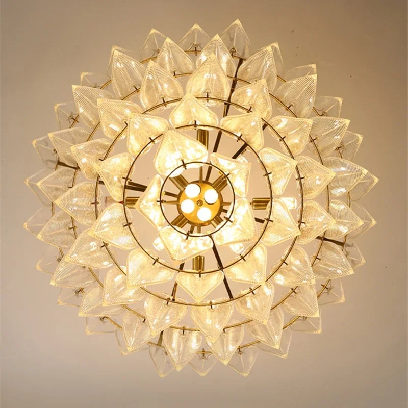 ثريا زجاجية بتصميم أوراق شجر DecorBites™ - مصباح تعليق فاخر بتصميم نورديك