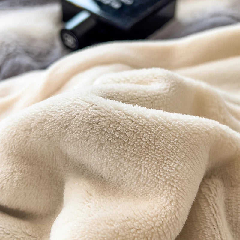 DecorBites™ Cozy Faux Fur Bedding Set: Gradient Rabbit Fur Plush Cover Sheet Pillowcases