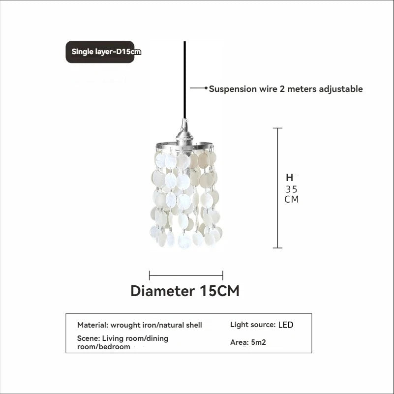 Modern Shell Pendant Chandelier in Gold or Chrome