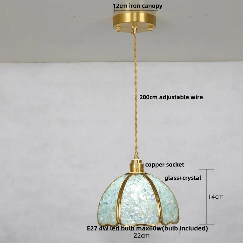 DecorBites™ Crystal Glass LED Pendant: Tiffany Style Hanging Light for Living Room