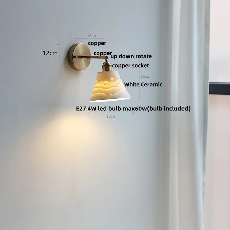 DecorBites™ Ceramic LED Wall Light with Pull Chain Switch, Nordic Modern Design